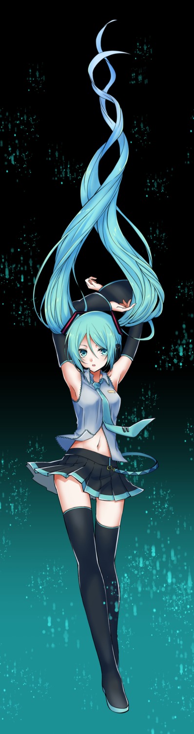 hatsune_miku, headphones, thighhighs, tsukasa_kinako, vocaloid