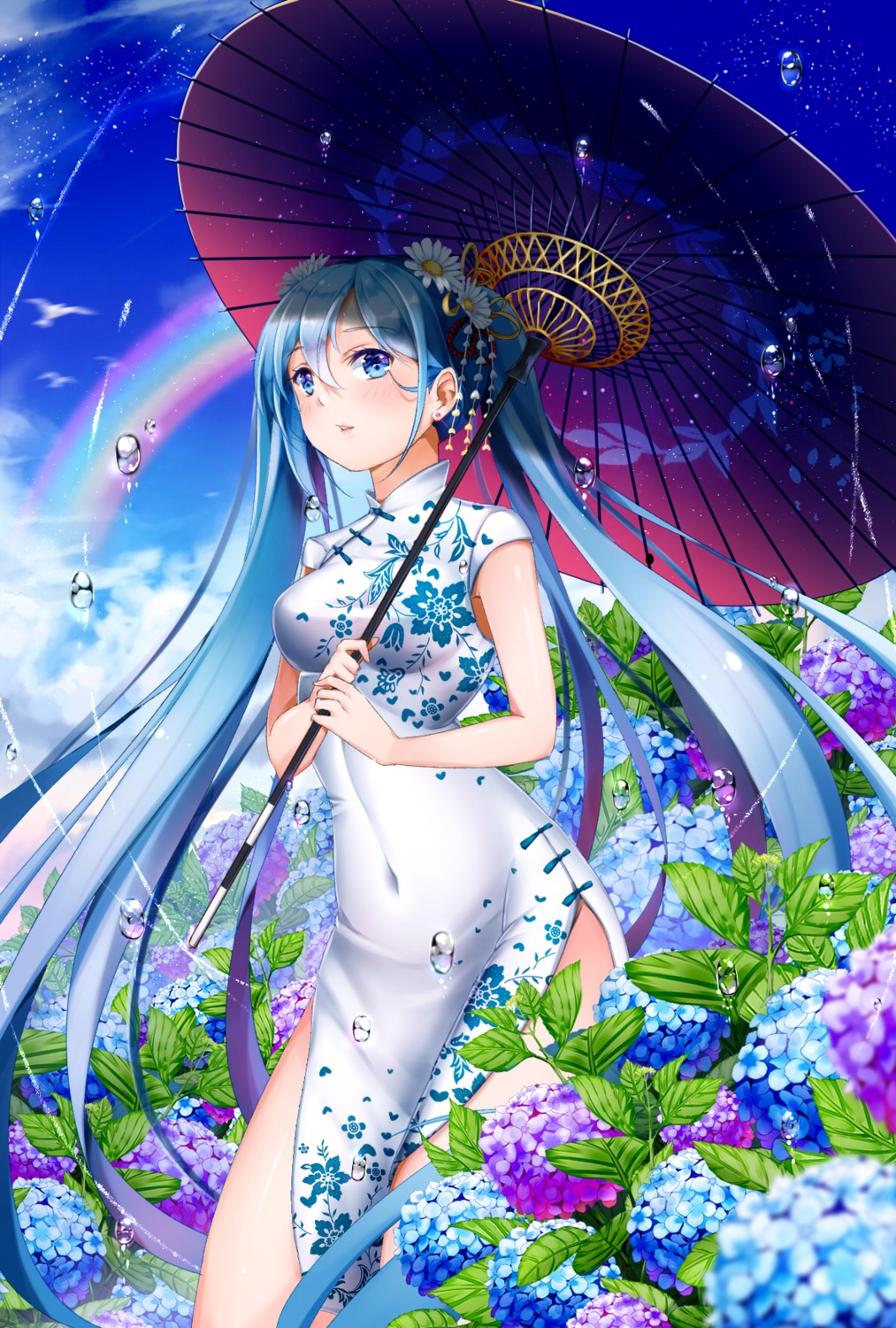 chinadress, douyacai, hatsune_miku, umbrella, vocaloid