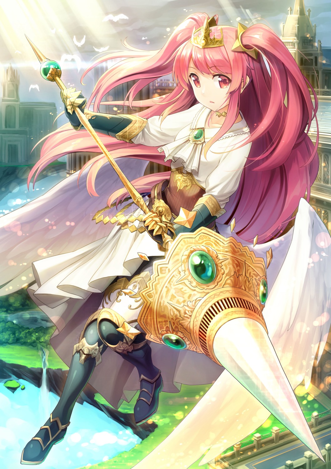 armor, dress, heels, pantyhose, shinonome_haru, weapon