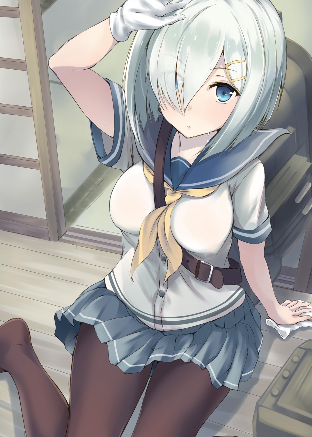 hamakaze_(kancolle), kantai_collection, pantyhose, seifuku, tsuzuri