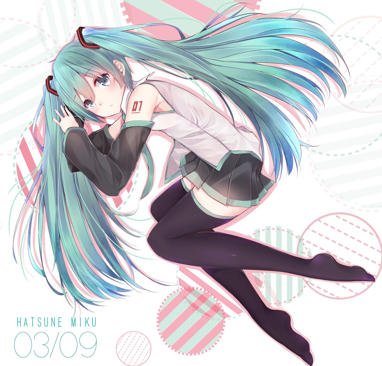 hatsune_miku, neku, tattoo, thighhighs, vocaloid