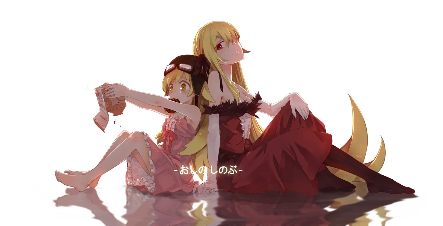 cleavage, dress, lf, monogatari_(series), no_bra, oshino_shinobu