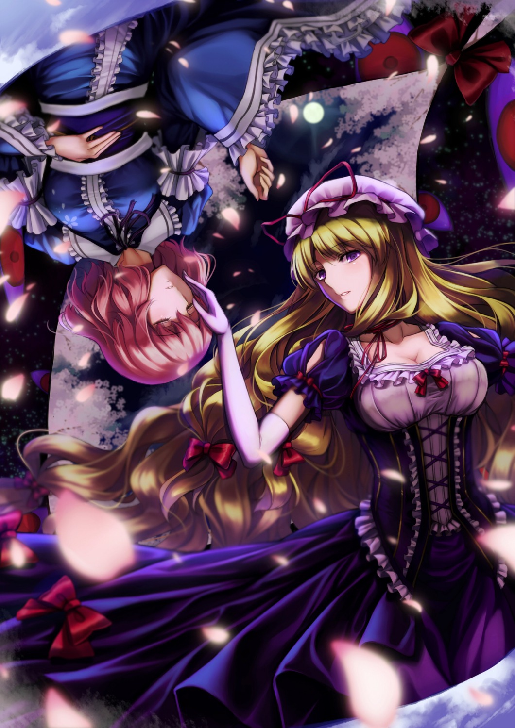 cleavage, dress, kirieroido_iii, saigyouji_yuyuko, touhou, yakumo_yukari