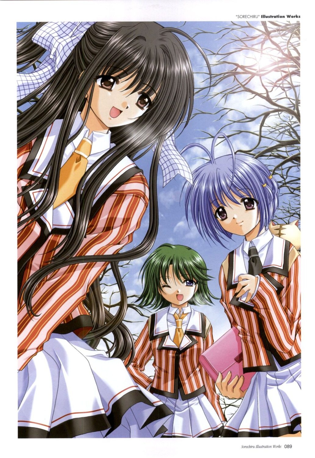 hoshizaki_nozomi, nishimata_aoi, satomi_kodama, seifuku, sore_wa_maichiru_sakura_no_youni, yaegashi_tsubasa