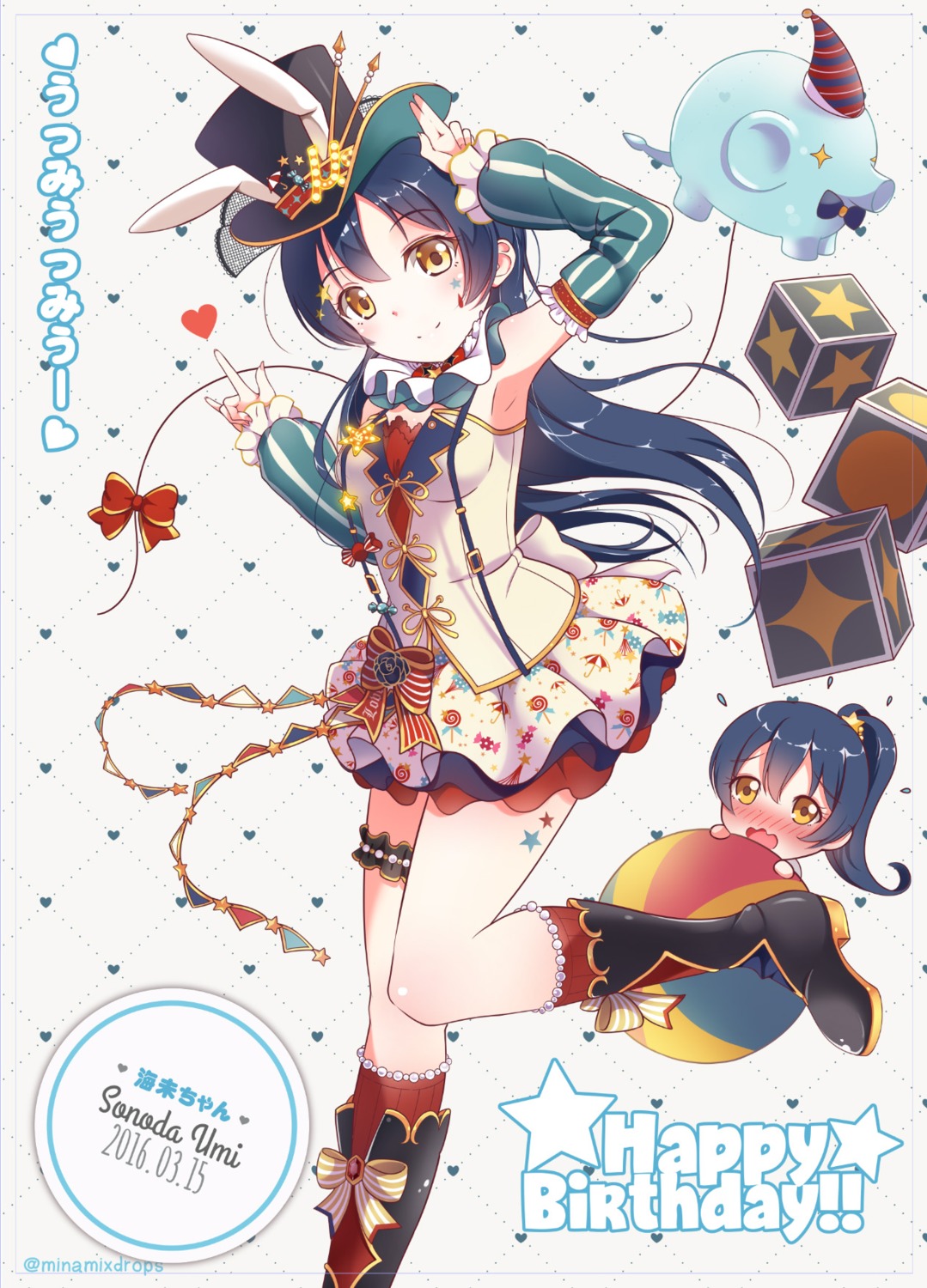 animal_ears, bunny_ears, garter, love_live!, love_live!_(series), minamixdrops, sonoda_umi