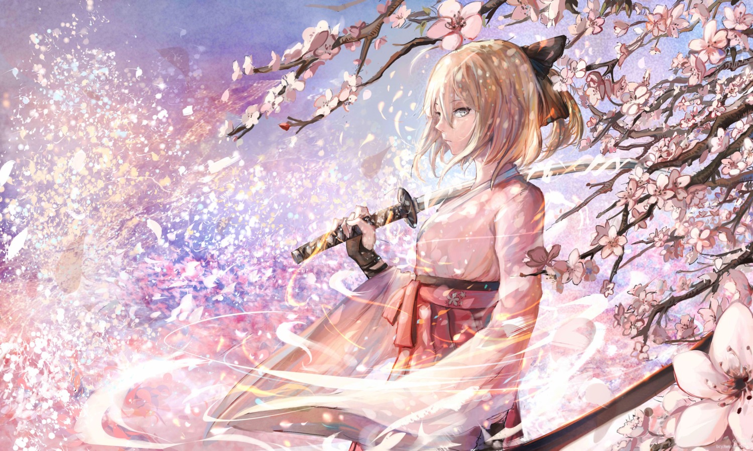 fate/grand_order, japanese_clothes, okita_souji_(fate), sishenfan, sword