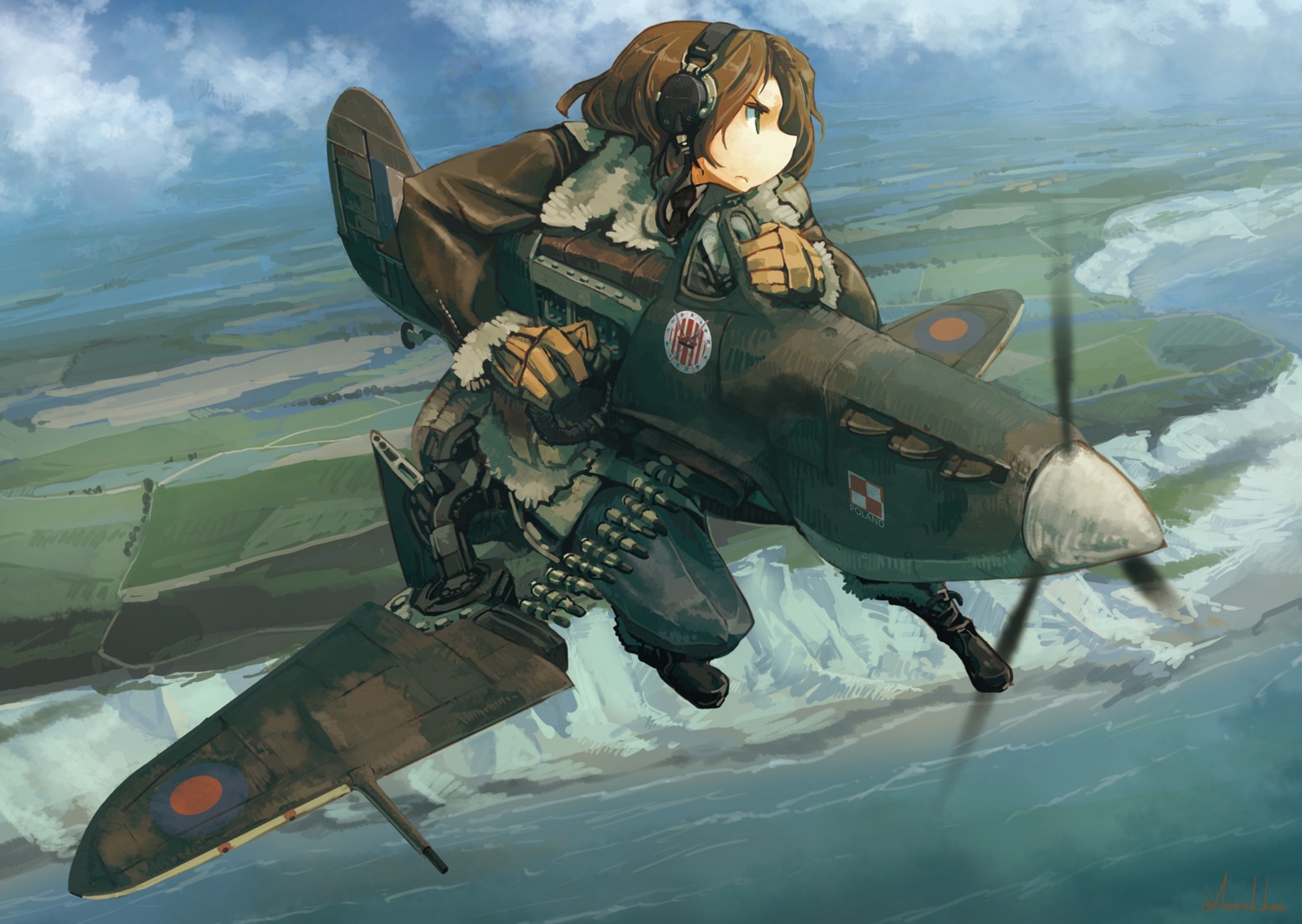 asterisk_kome, headphones, uniform, weapon