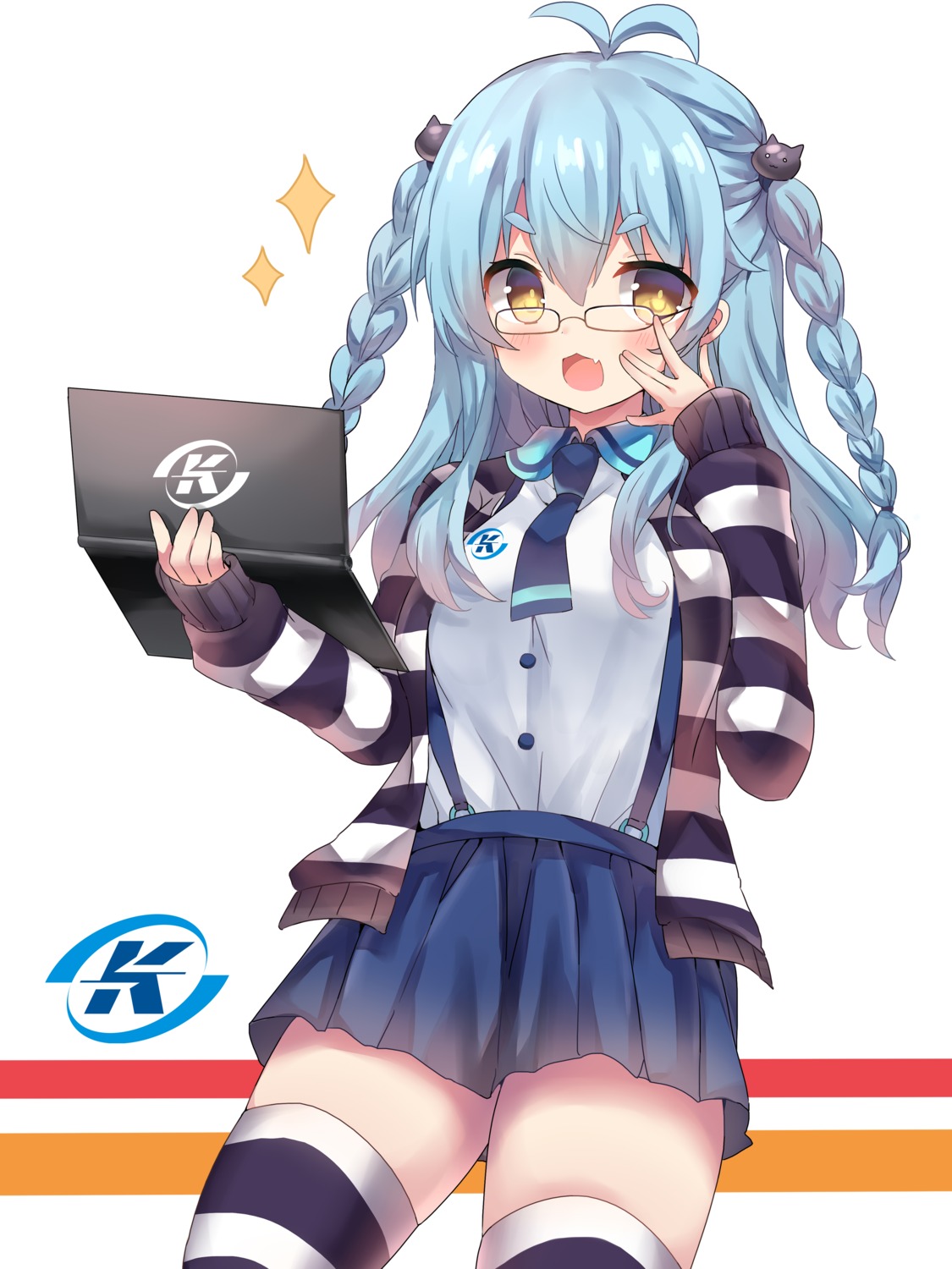 megane, seifuku, shiodome_oji, sweater, thighhighs