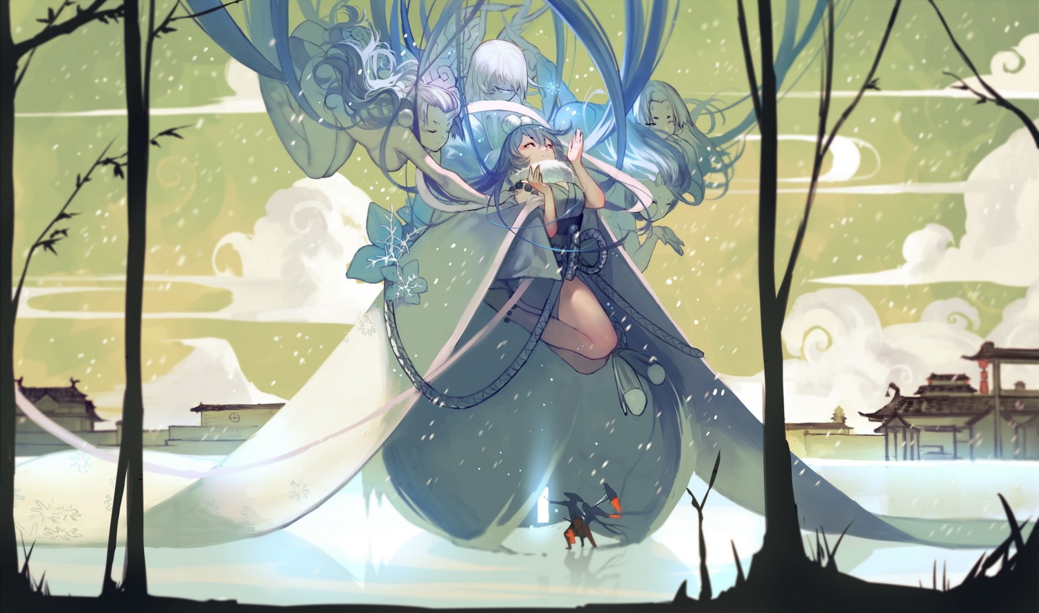 horns, japanese_clothes, joseph_lee, naked, pixiv_fantasia_t