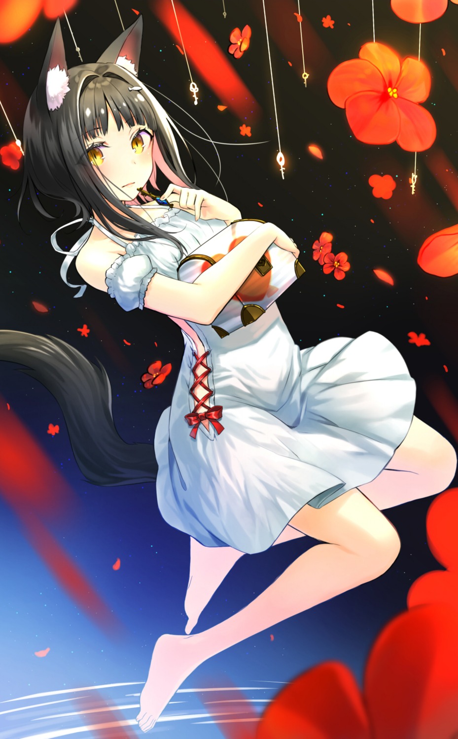 animal_ears, dress, no_bra, shirakosei, tail