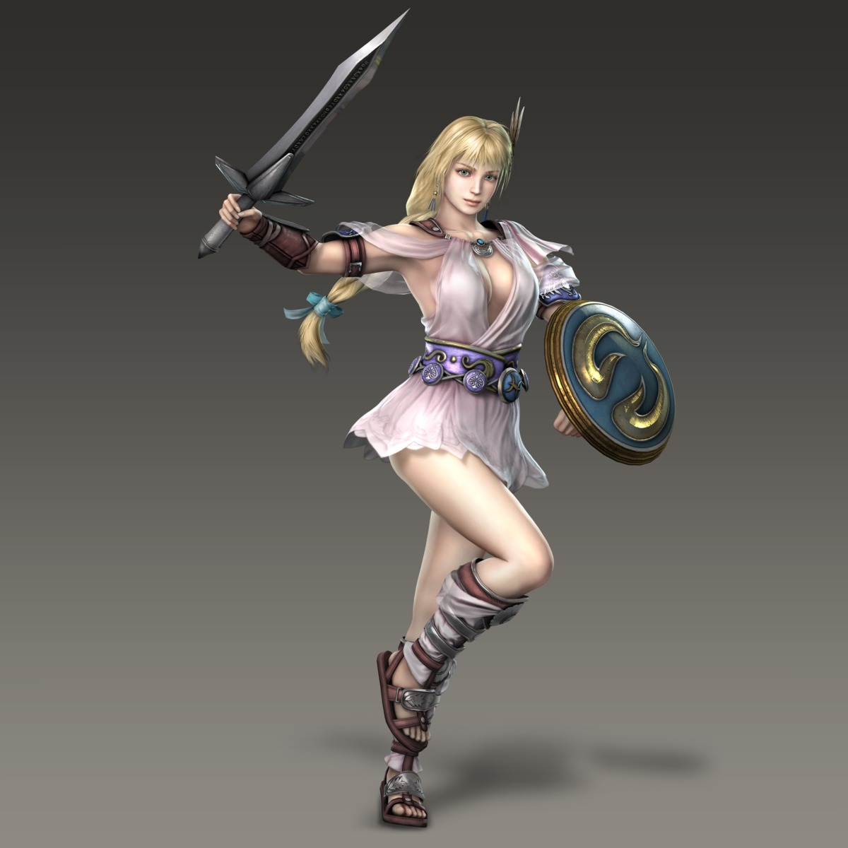 cleavage, dress, no_bra, see_through, sophitia_alexandra, soul_calibur, sword, weapon