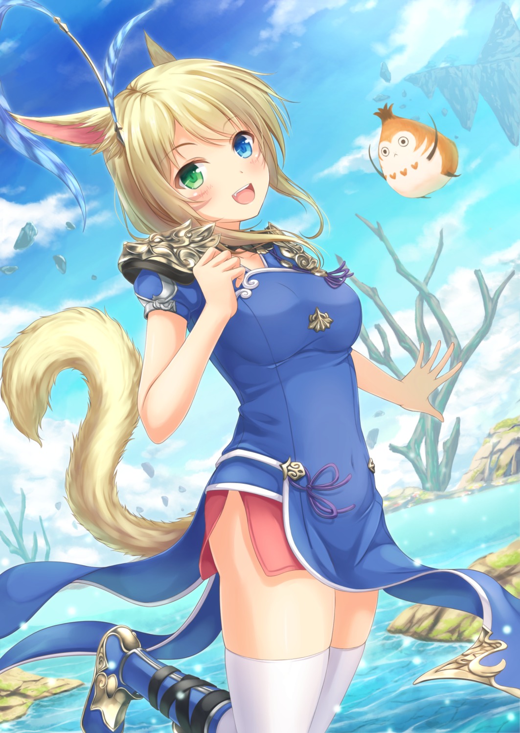 animal_ears, armor, final_fantasy, final_fantasy_xiv, mutsuba_fumi, tail, thighhighs