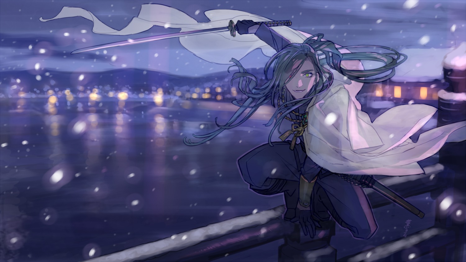 male, nikkari_aoe, sword, touken_ranbu, wallpaper