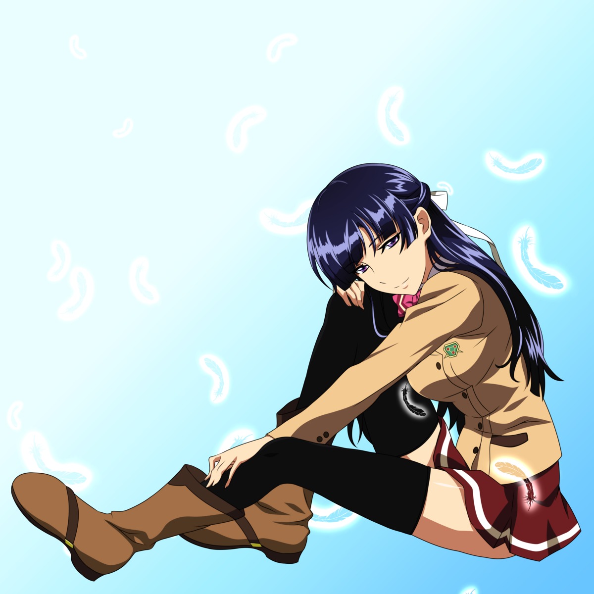 kakumeiki_valvrave, rukino_saki, seifuku, thighhighs, vector_trace