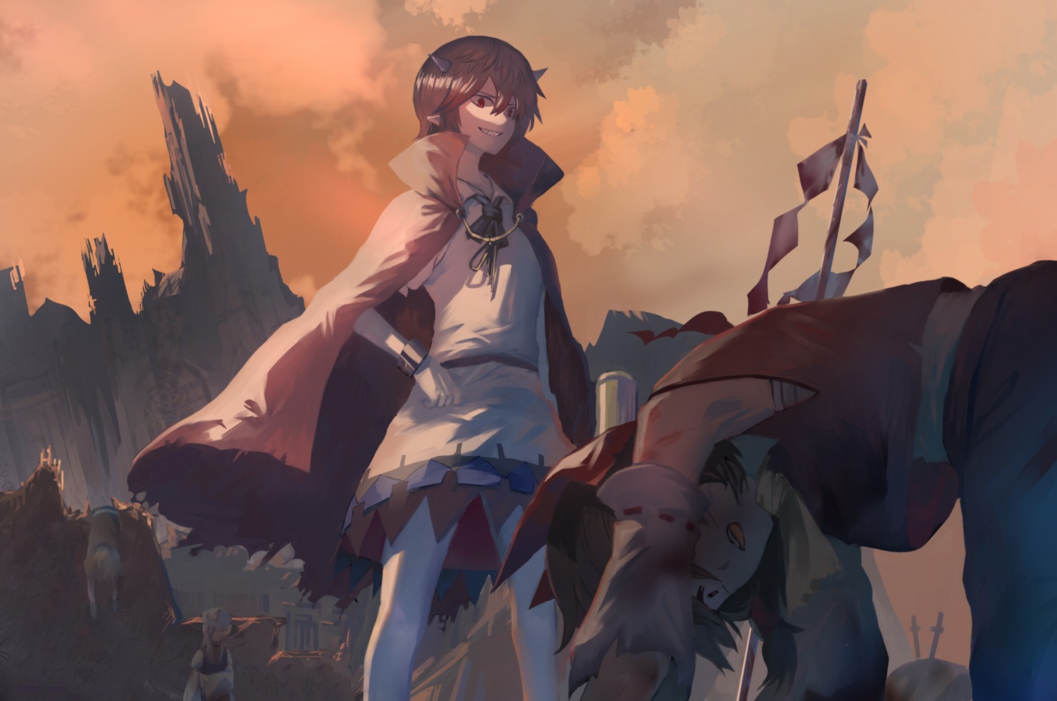 blood, hakurei_reimu, horns, kijin_seija, kirisame_marisa, ouka_musci, touhou, yakumo_yukari