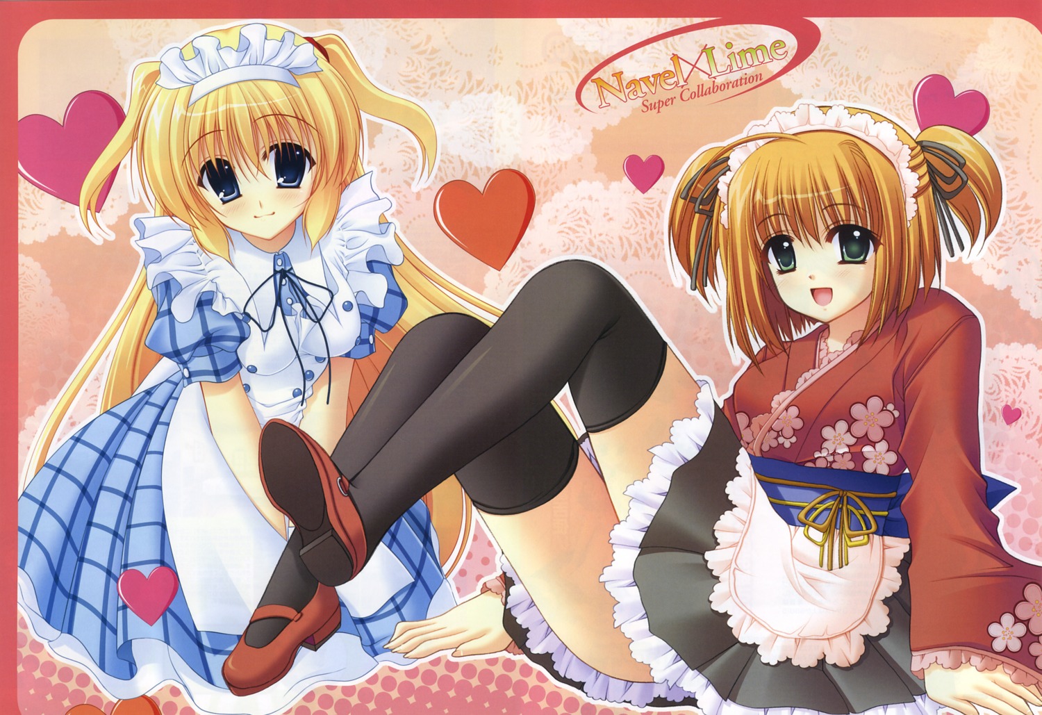 hazumi_rio, kahlua, maid, maron_(ne_pon_rai_pon), ne_pon_rai_pon, nishimata_aoi, thighhighs