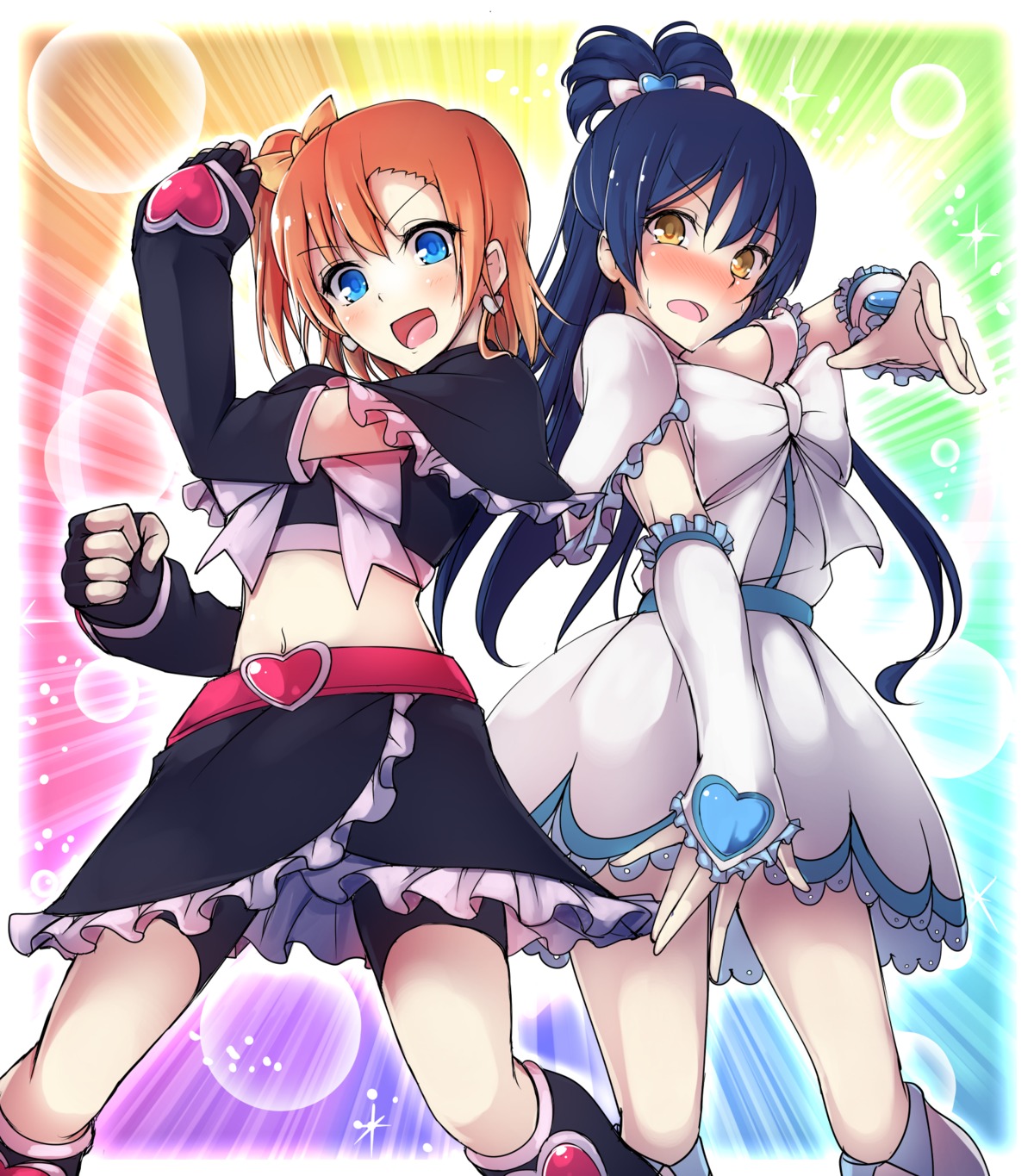 bike_shorts, cosplay, dress, futari_wa_precure, korezyanai, kousaka_honoka, love_live!, love_live!_(series)