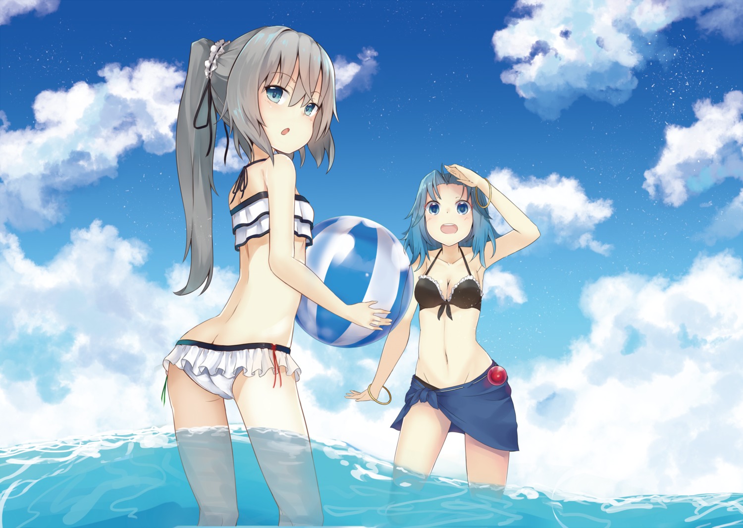ass, bikini, cleavage, kumoi_ichirin, monobe_tsukuri, mononobe_no_futo, swimsuits, touhou
