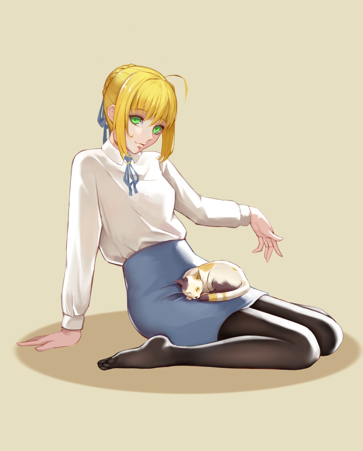 artoria_pendragon_(fate), fate/stay_night, neko, pantyhose, zhano_kun