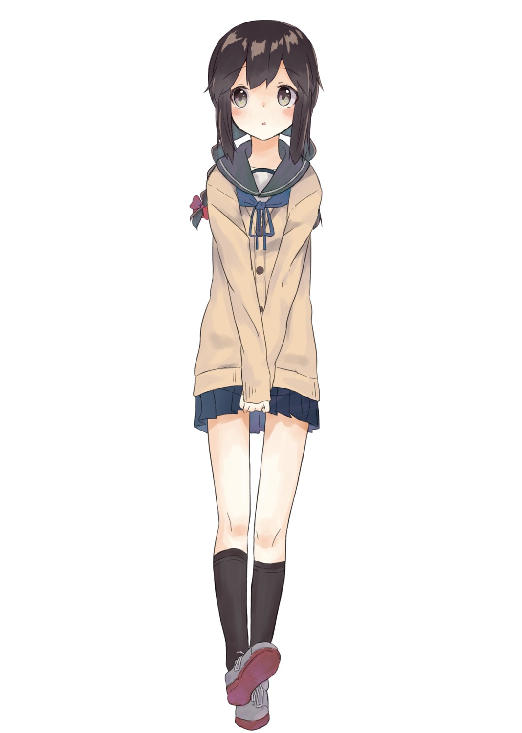 isonami_(kancolle), kantai_collection, seifuku, sweater, tapimakura
