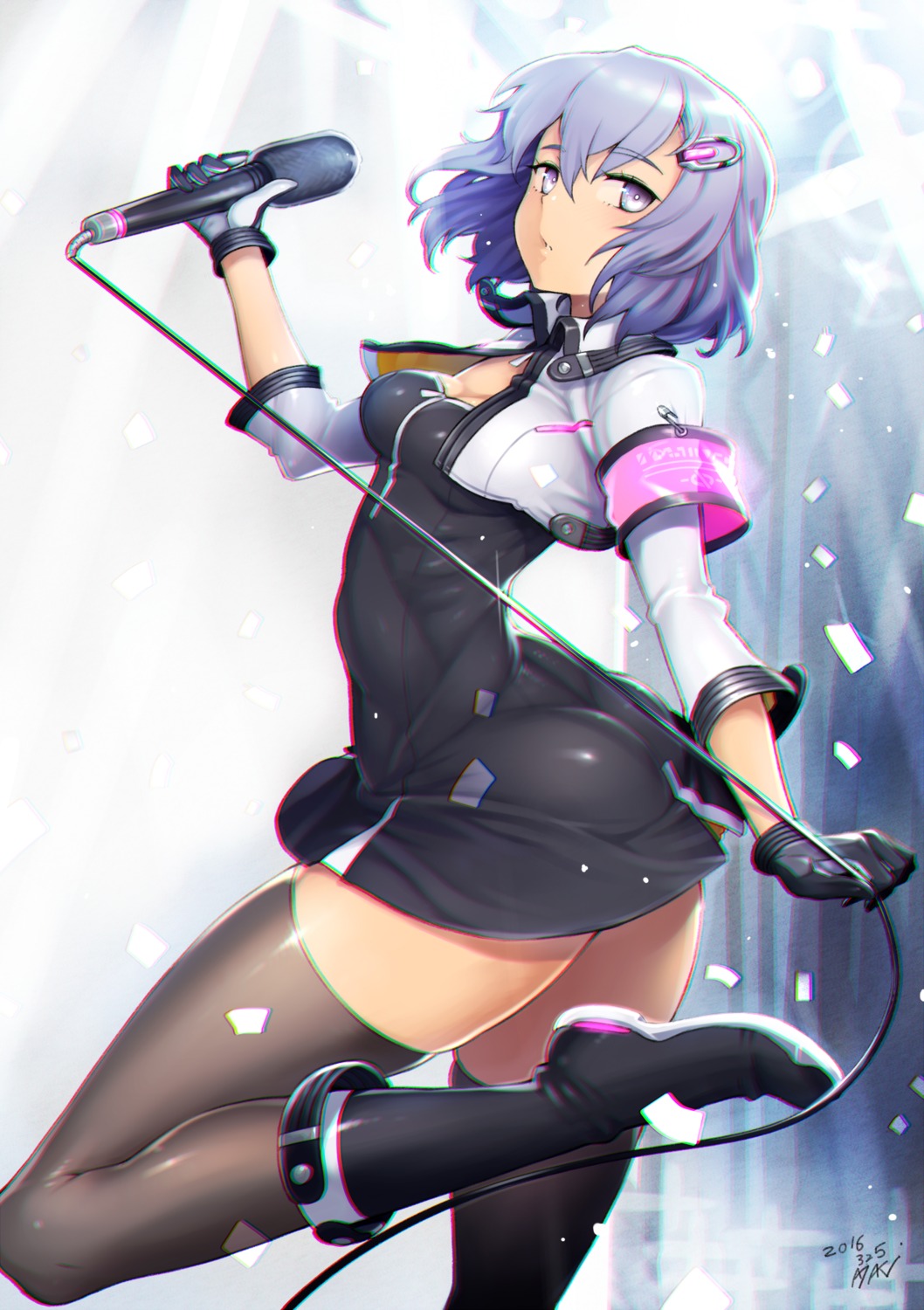 ass, ayaki, cleavage, dress, thighhighs