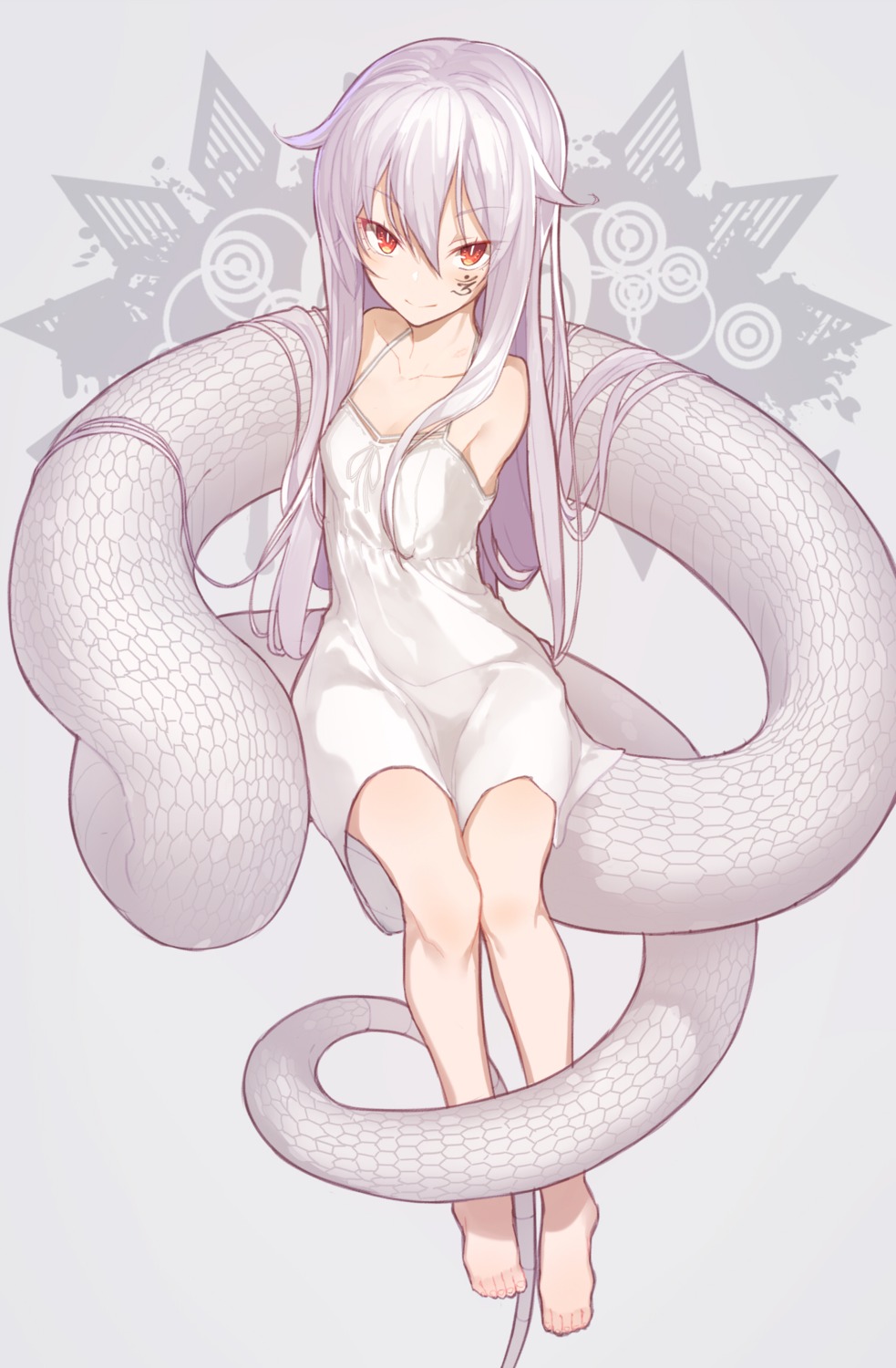 cleavage, dress, hitoshi_(pixiv3340857), no_bra, summer_dress, tattoo