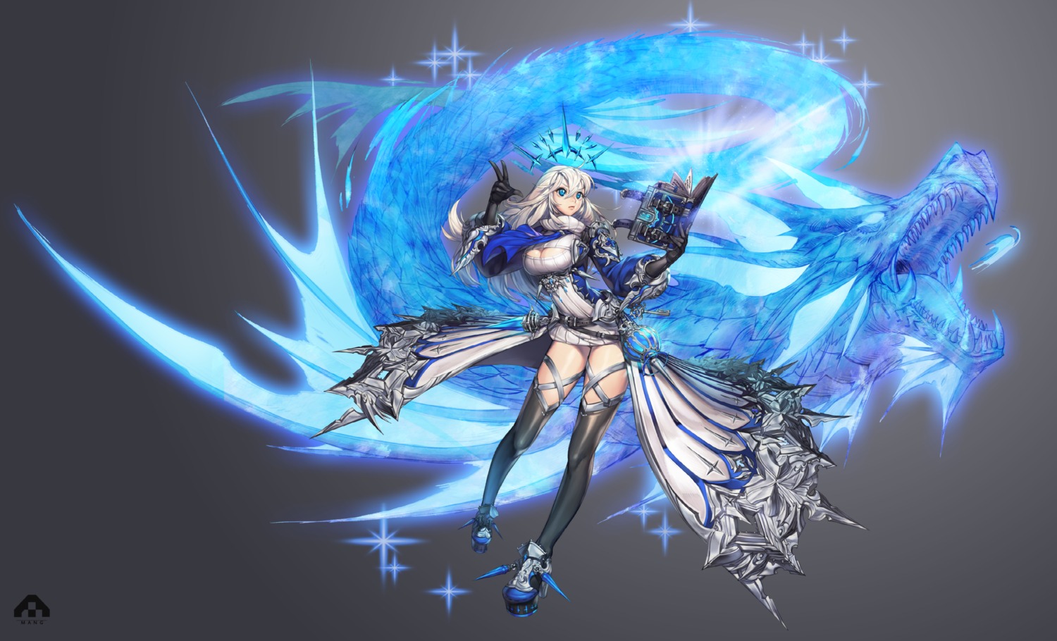 amnag, cleavage, dress, heels, monster, thighhighs