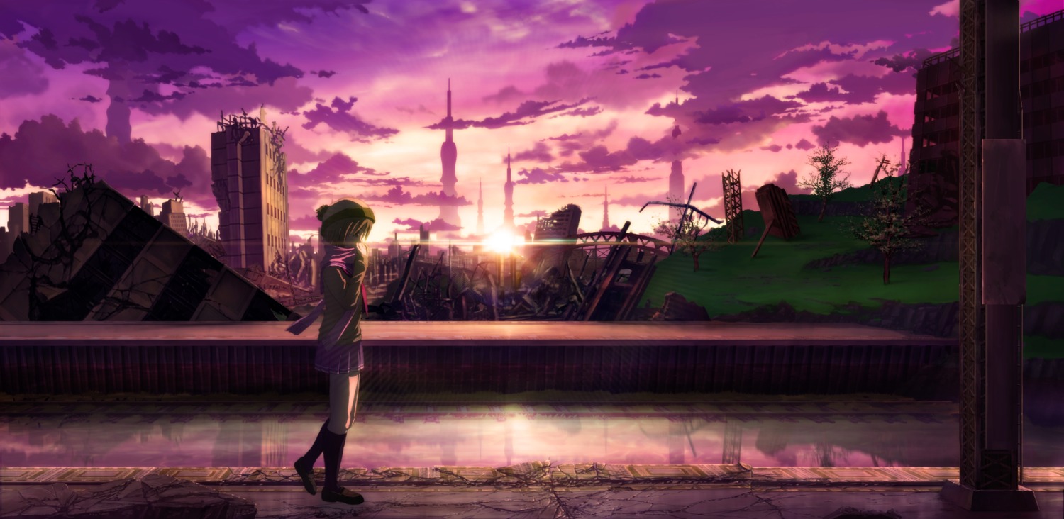 feel_(nasitaki), landscape, seifuku, sweater