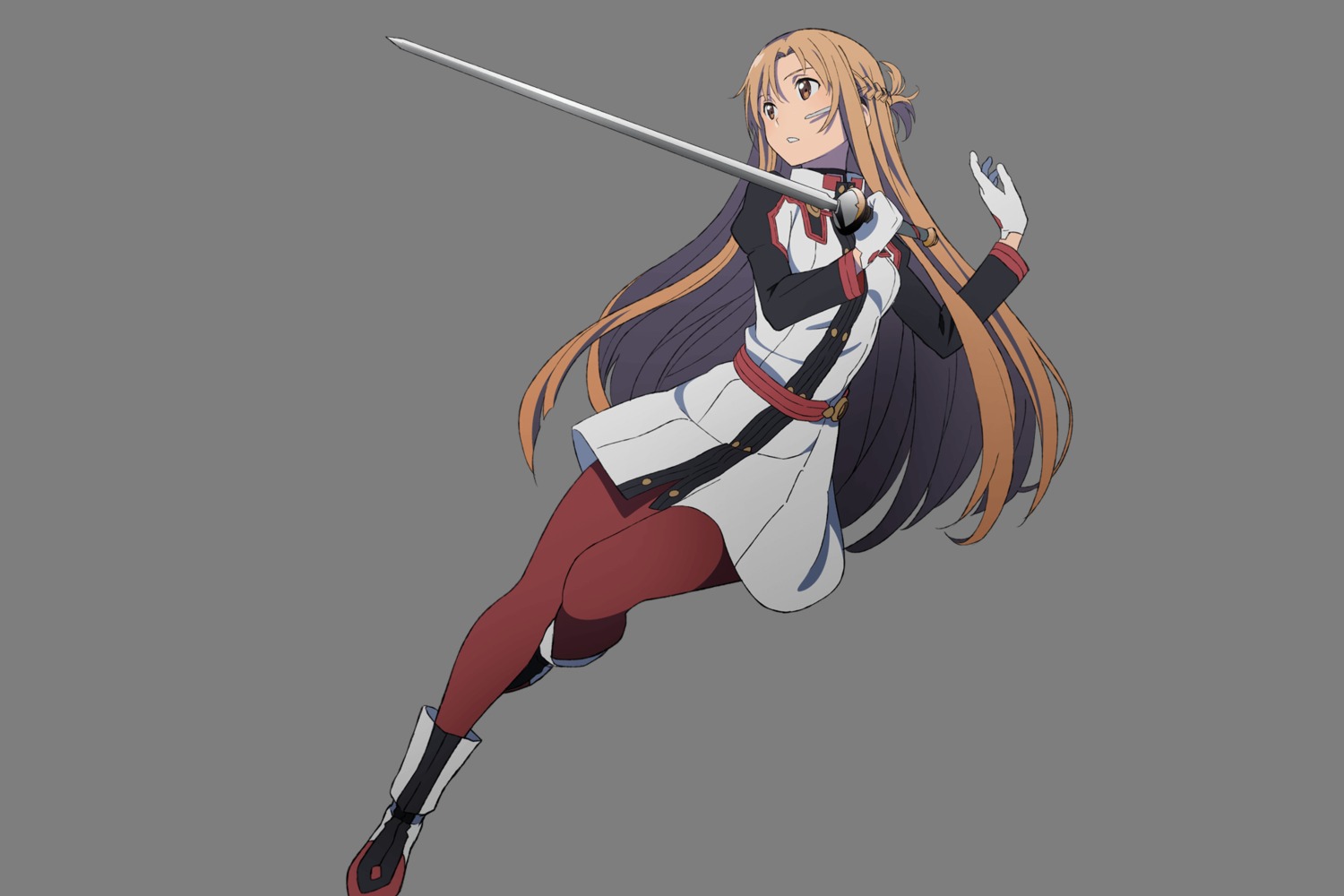 adachi_shingo, asuna_(sword_art_online), pantyhose, sword, sword_art_online, sword_art_online_ordinal_scale, transparent_png