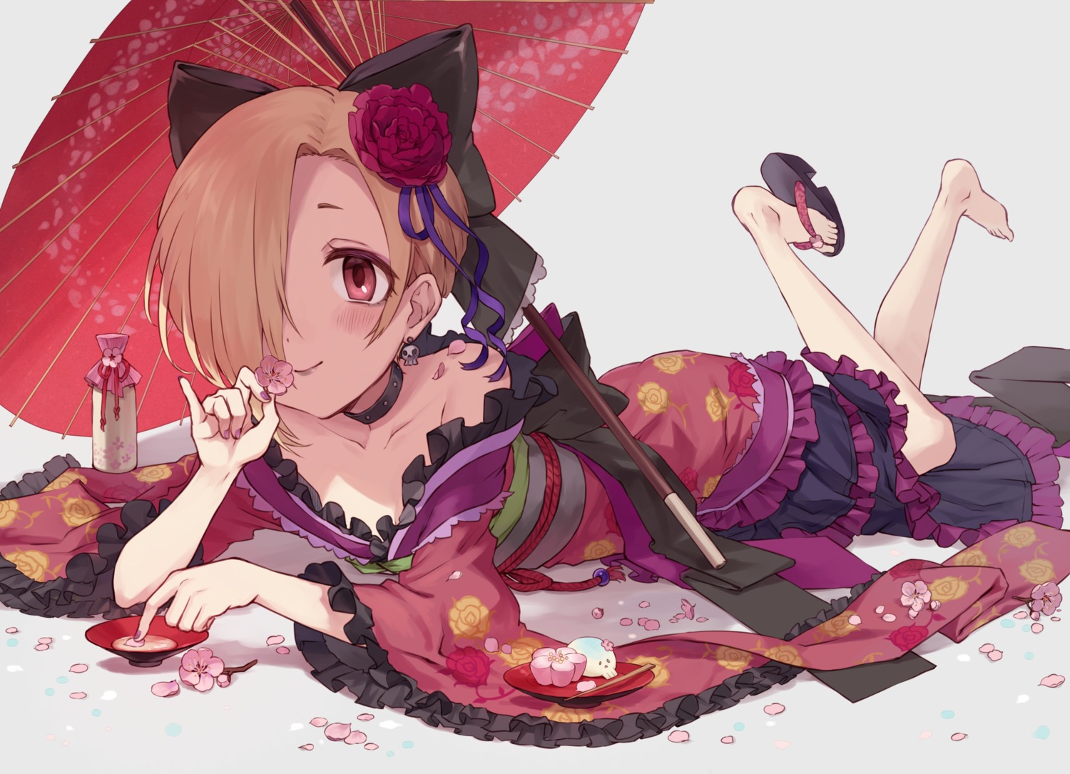 kimono, no_bra, open_shirt, sake, shirasaka_koume, tamaext, the_idolm@ster, the_idolm@ster_cinderella_girls