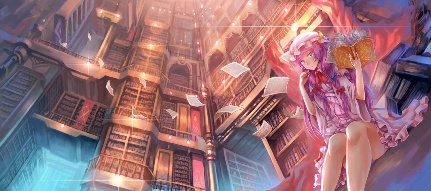 dress, jian_zi, landscape, patchouli_knowledge, touhou