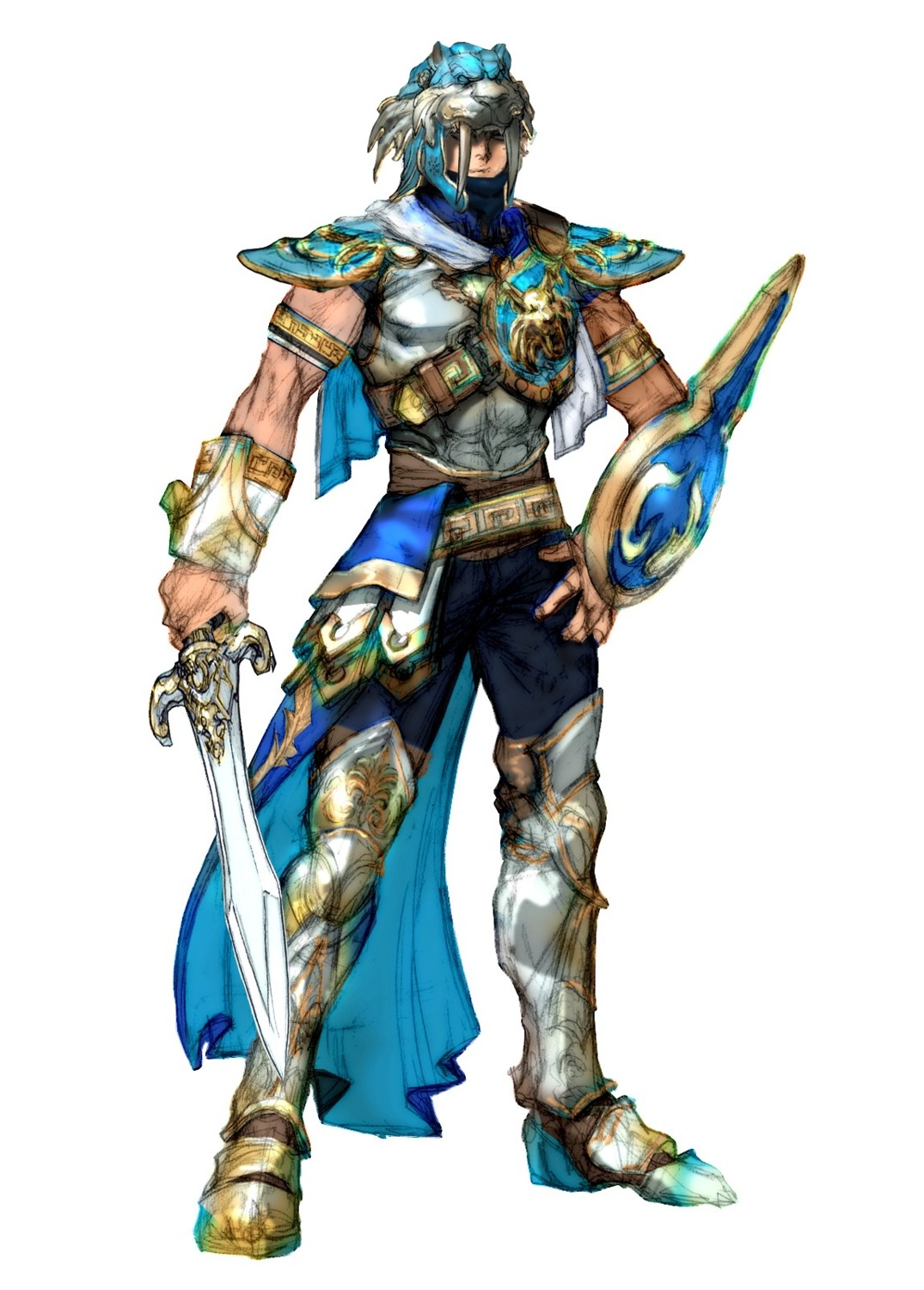 armor, character_design, male, patroklos_alexandra, sketch, soul_calibur, soul_calibur_v, sword