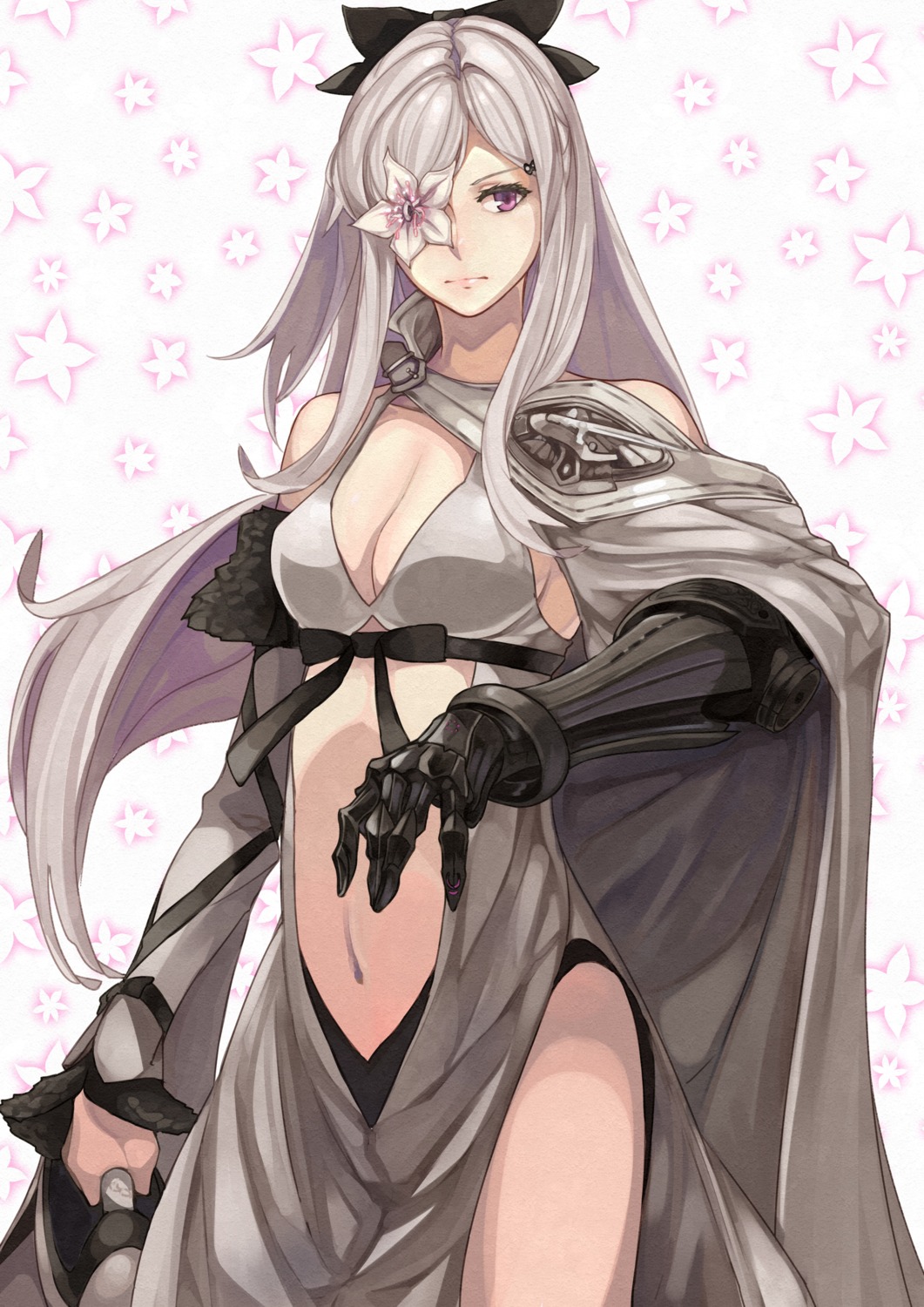 armor, cleavage, drakengard, dress, eyepatch, kanmiya_shinobu, zero_(drakengard)
