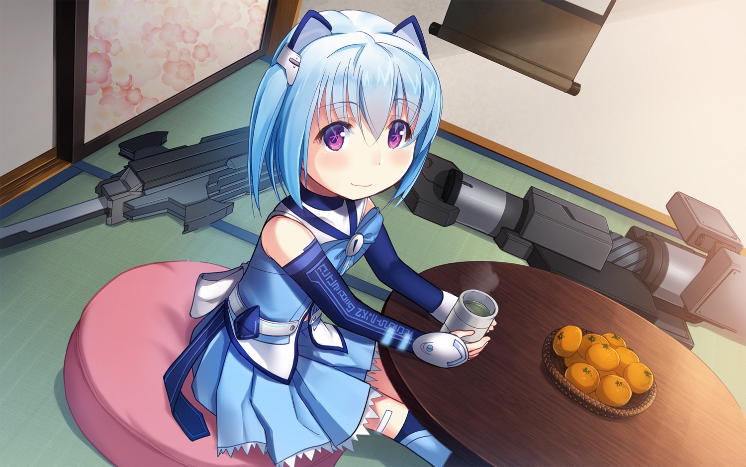 1000-chan, azuma_takeshi, oizumi, thighhighs, wallpaper, weapon