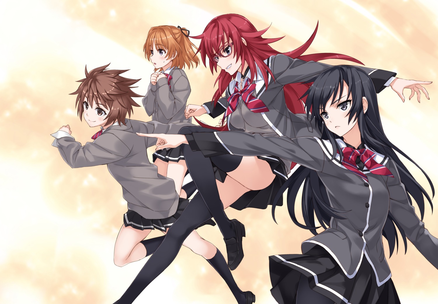 andou_teruha, kobayakawa_yuuka, kuroda_sayuki, matsuryuu, megane, nopan, pantyhose, seifuku