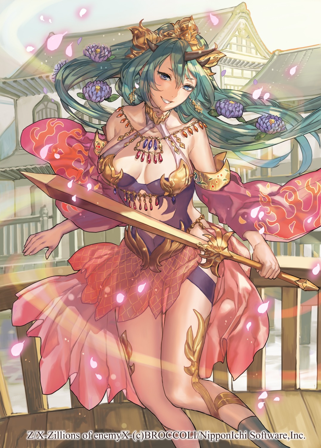 cleavage, horns, kochimo, leotard, nippon_ichi_software, sword, z/x_zillions_of_enemy_x