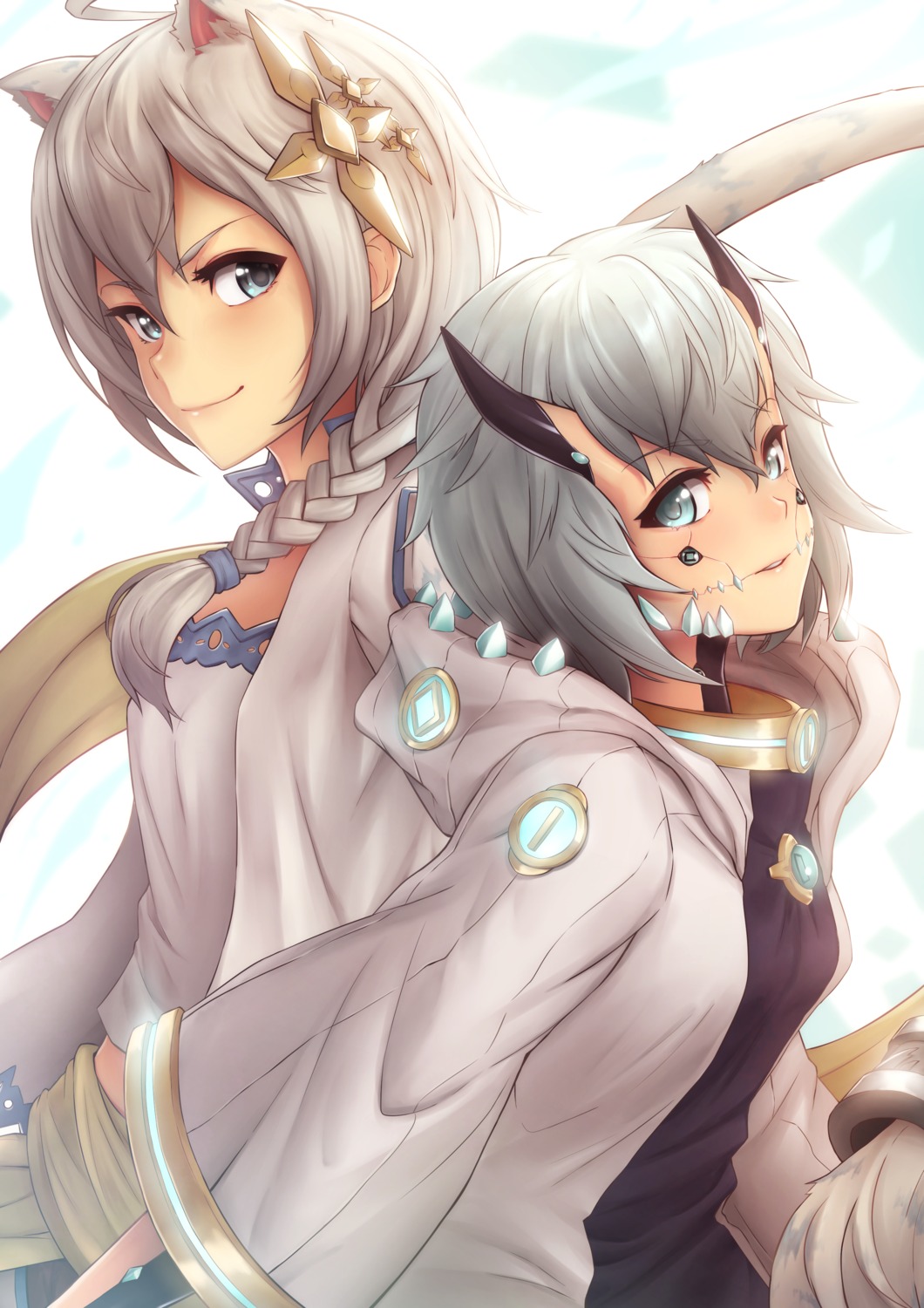 animal_ears, hananon, horns, monster_girl, tail