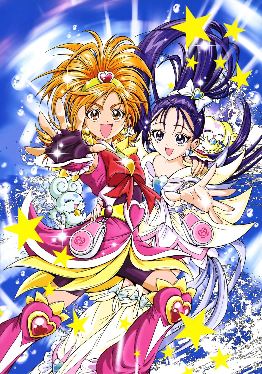 bike_shorts, choppy, dress, flappy, futari_wa_precure_splash_star, hyuuga_saki, kamikita_futago, mishou_mai
