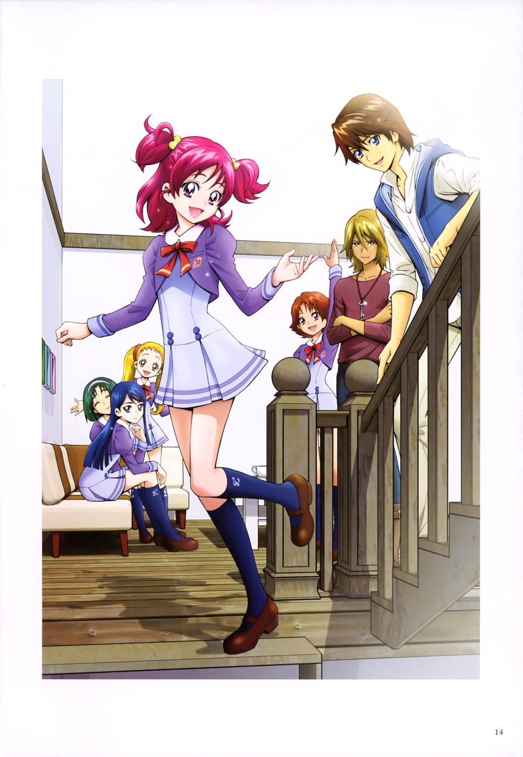 akimoto_komachi, coco_(yes!_precure_5), kamikita_futago, kasugano_urara, minazuki_karen, natsuki_rin, nuts_(yes!_precure_5), precure, seifuku, yes!_precure_5, yumehara_nozomi