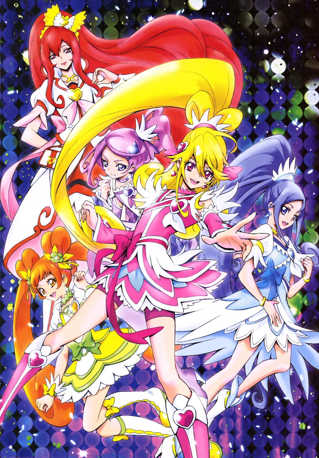 aida_mana, bike_shorts, dokidoki!_precure, dress, heels, hishikawa_rikka, kamikita_futago, kenzaki_makoto