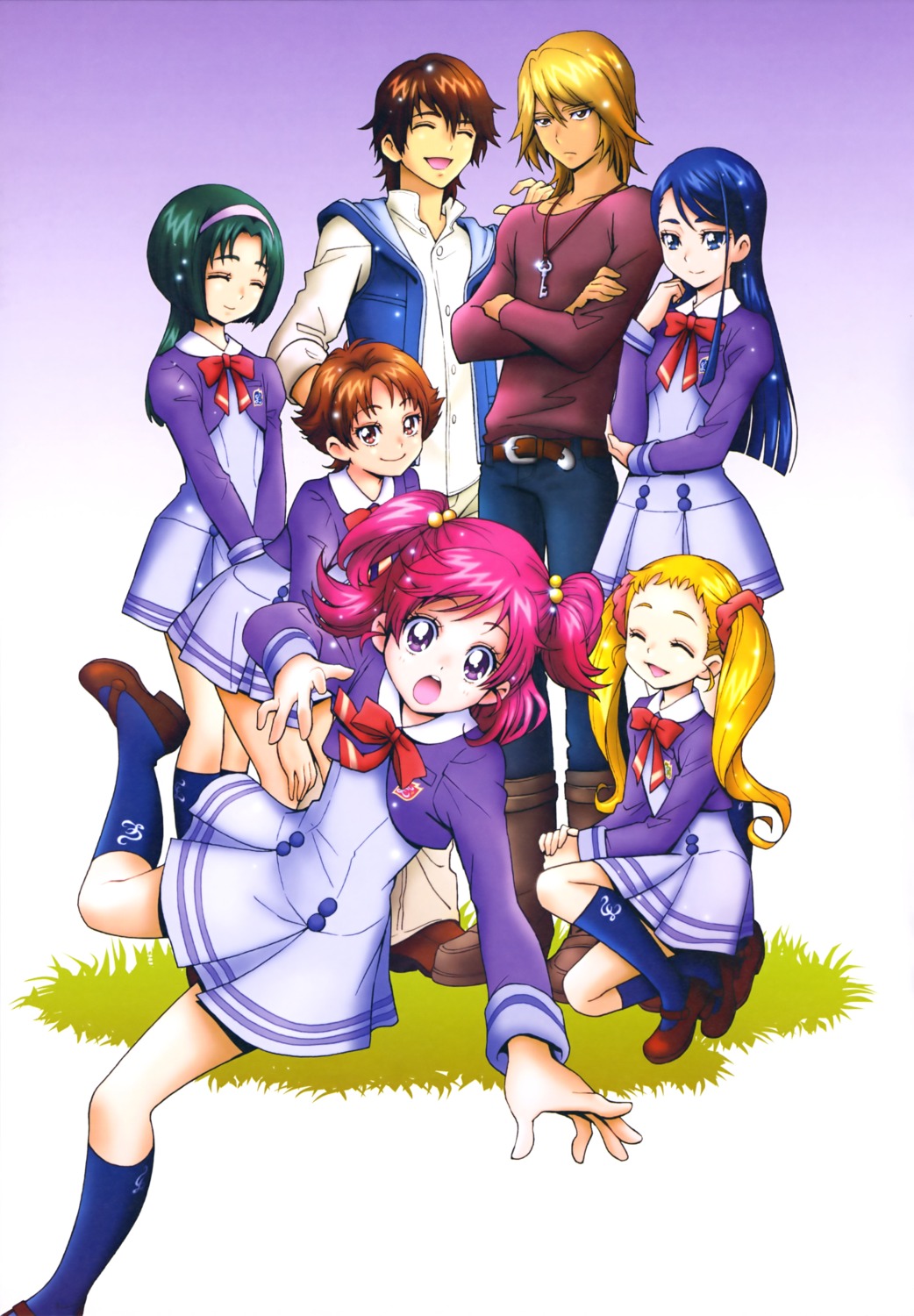 akimoto_komachi, coco_(yes!_precure_5), kamikita_futago, kasugano_urara, minazuki_karen, natsuki_rin, nuts_(yes!_precure_5), precure, seifuku, yes!_precure_5, yumehara_nozomi