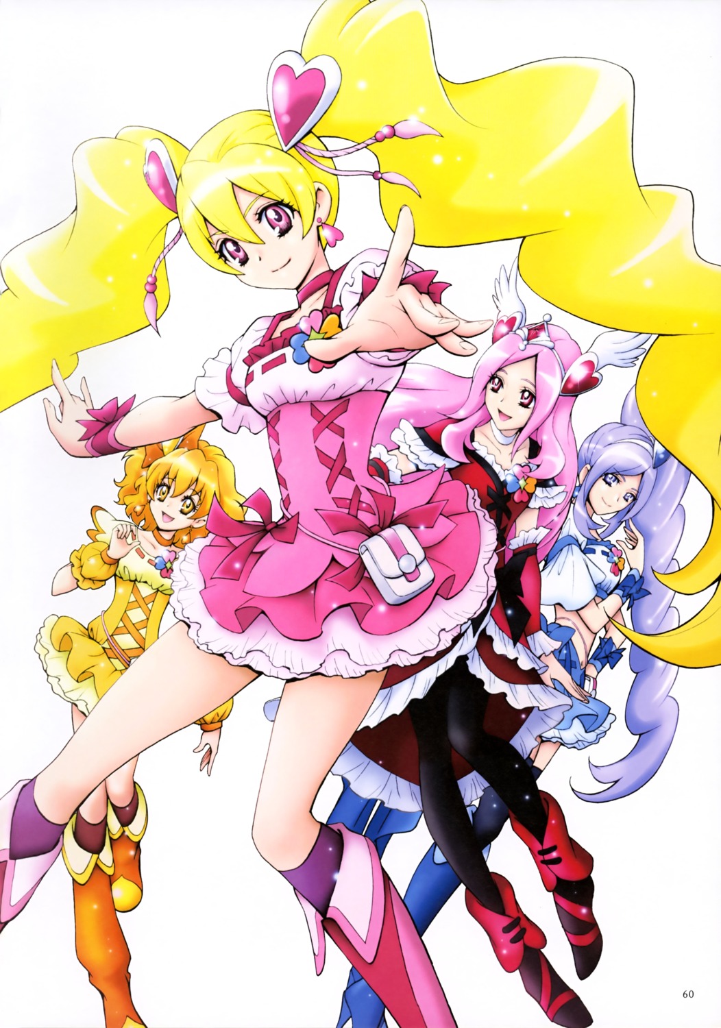 aono_miki, dress, fresh_precure!, heels, higashi_setsuna, kamikita_futago, momozono_love, pantyhose