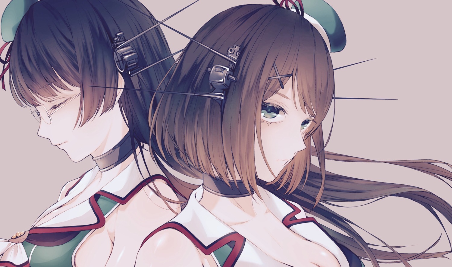 azi_(ususio6), choukai_(kancolle), cleavage, kantai_collection, maya_(kancolle), megane
