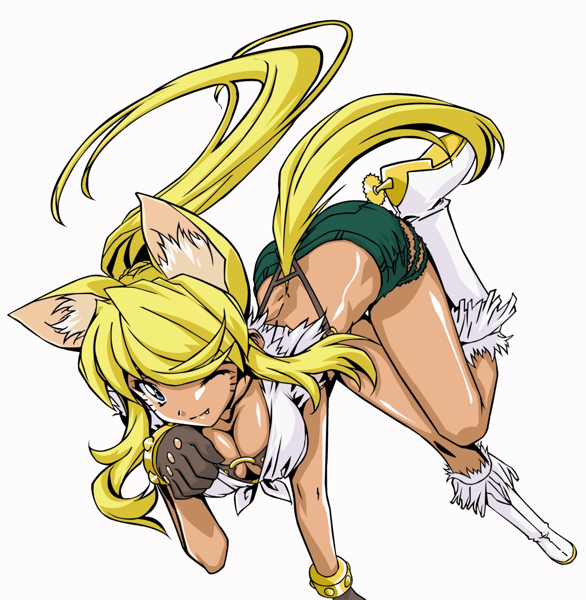 animal_ears, cleavage, liru, magical_pokaan, vector_trace