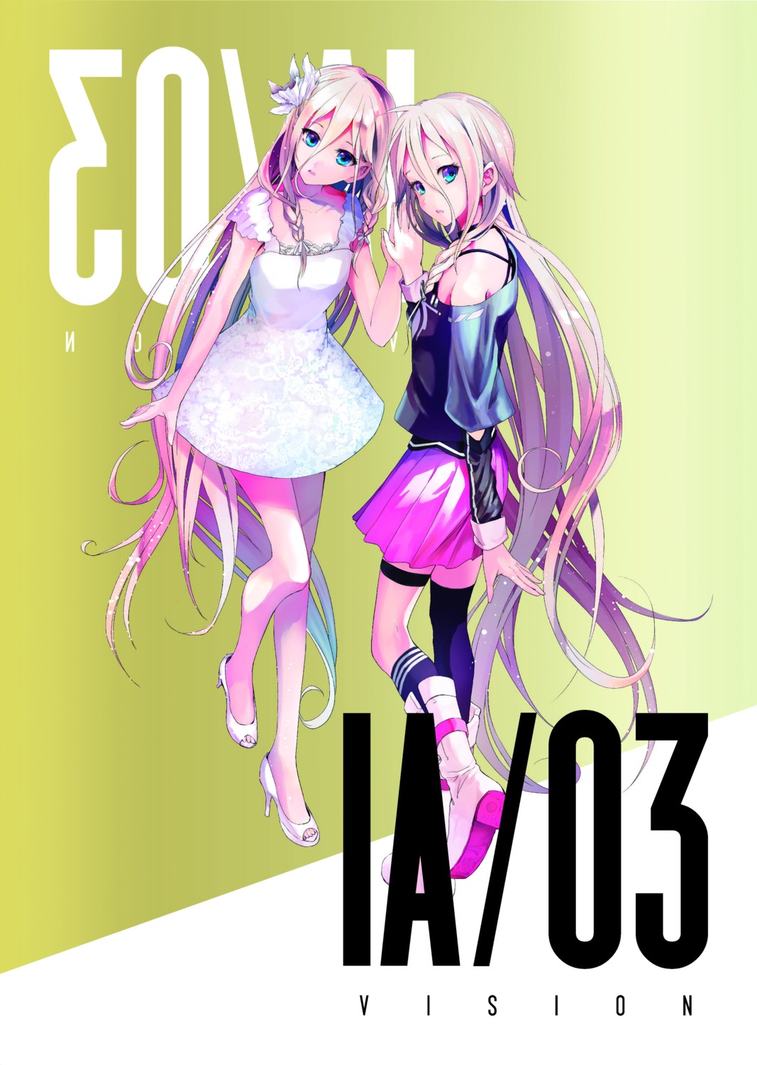 akasaka_aka, bra, dress, garter, heels, ia_(vocaloid), summer_dress, thighhighs