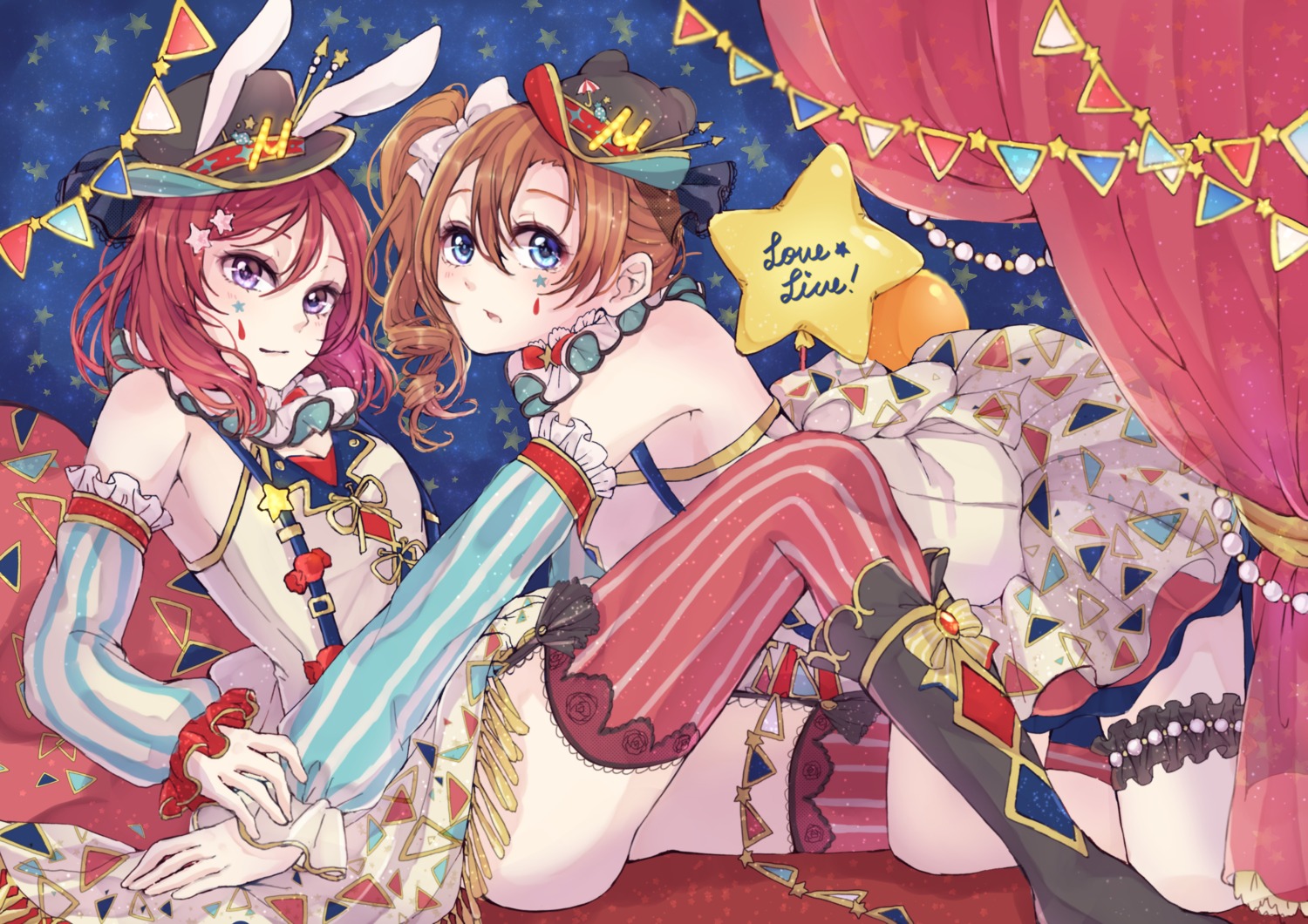 39_kura, animal_ears, bunny_ears, cleavage, dress, garter, kousaka_honoka, love_live!