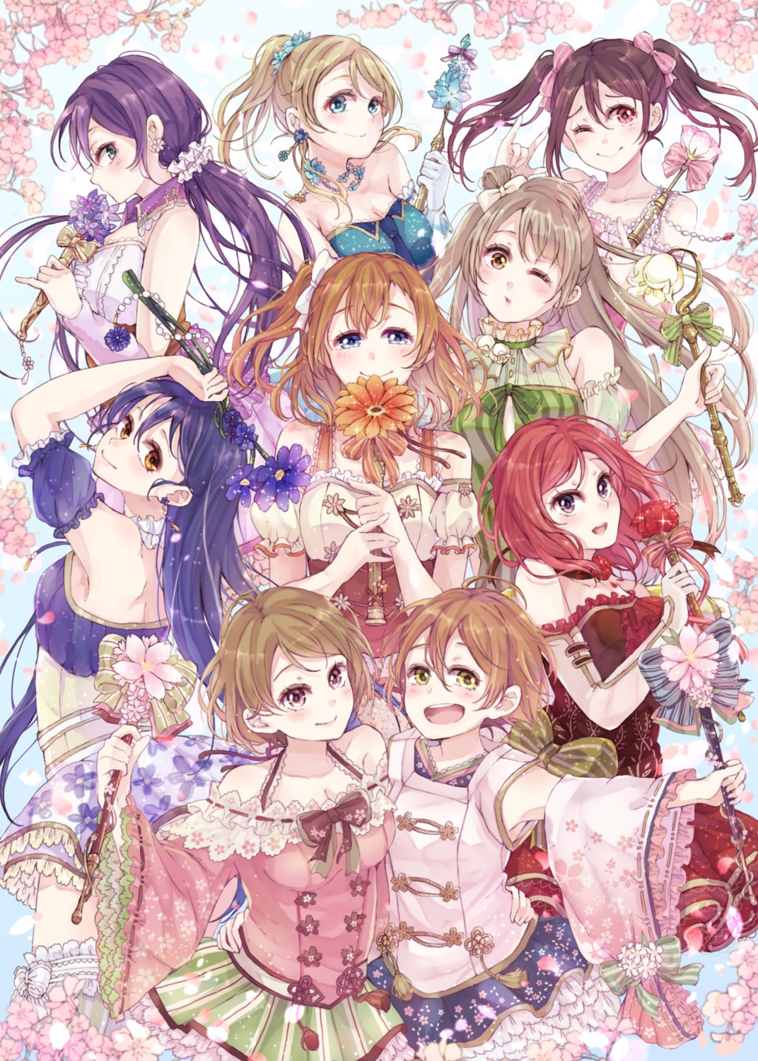 39_kura, ayase_eli, cleavage, hoshizora_rin, koizumi_hanayo, kousaka_honoka, love_live!, love_live!_(series)