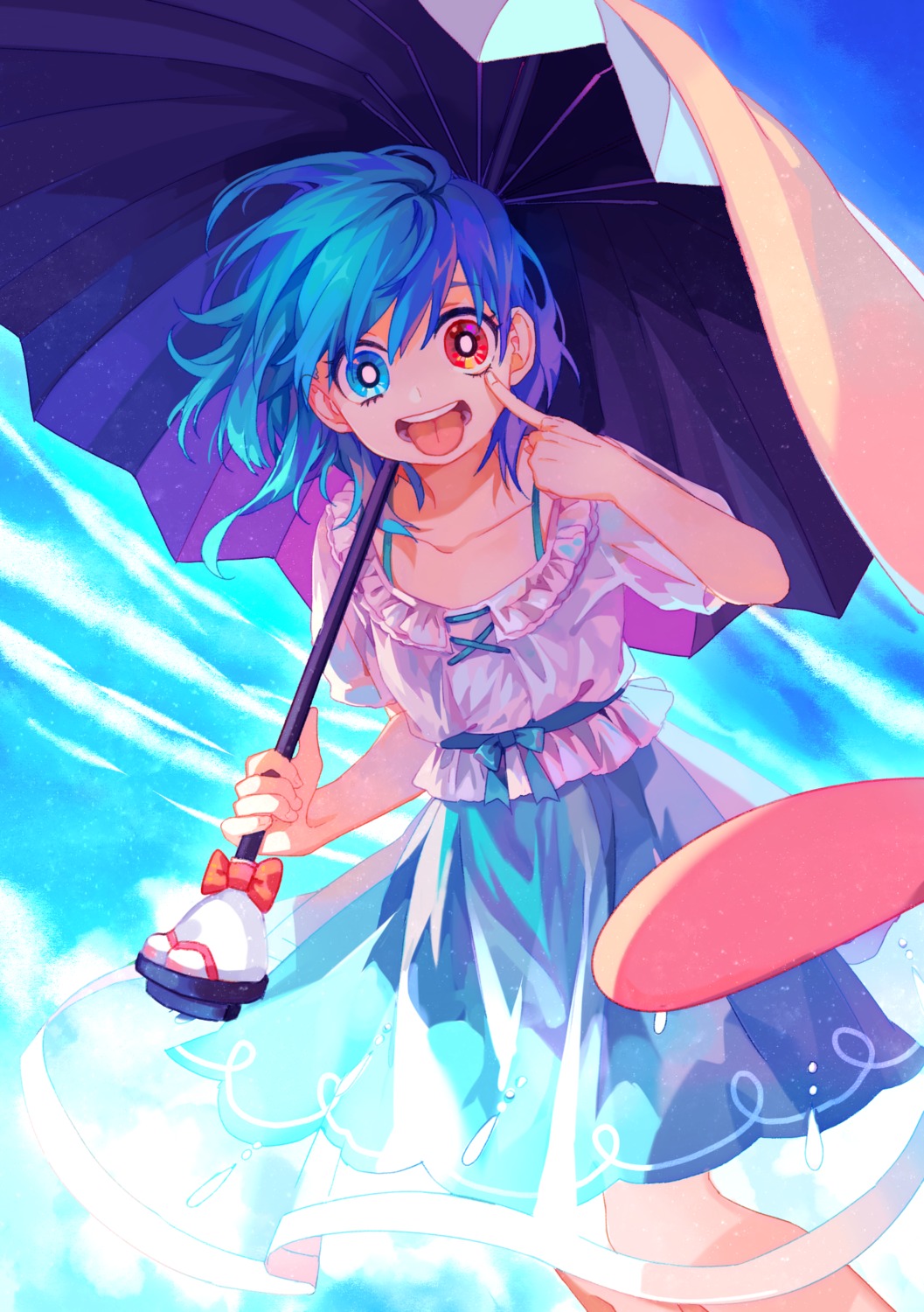 dress, harrymiao, heterochromia, see_through, tatara_kogasa, touhou, umbrella