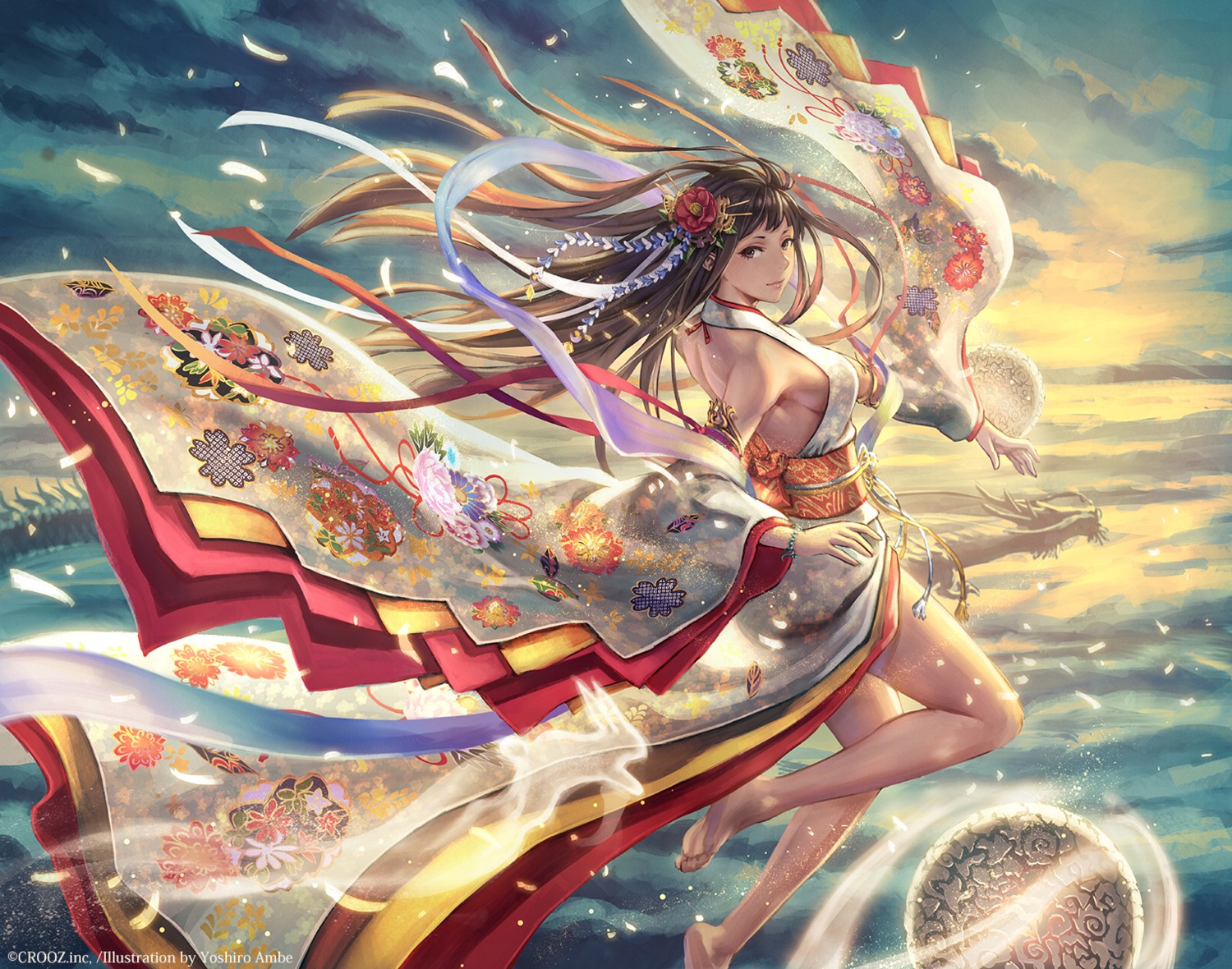anbe_yoshirou, deity_wars, kimono, no_bra, official_watermark