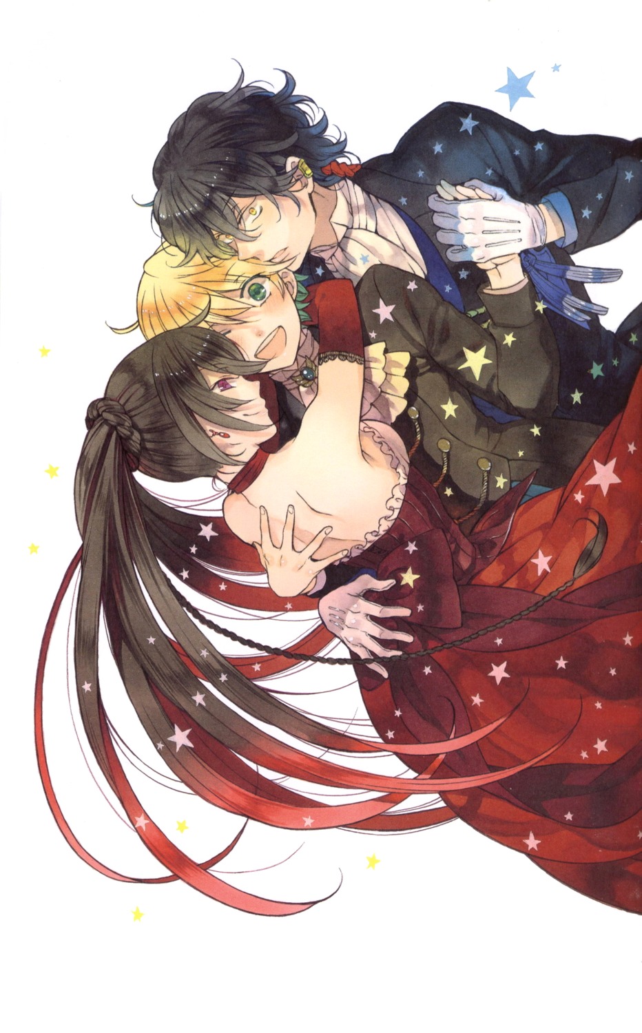 alice_(pandora_hearts), dress, gilbert_nightray, mochizuki_jun, no_bra, oz_vessalius, pandora_hearts